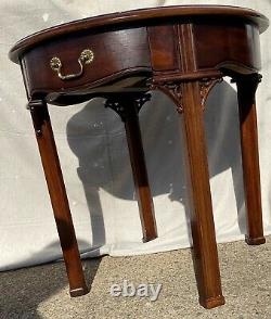 Beautiful Vintage Oval End/Side/Occasional Single Drawer Table With Inlay Vgc
