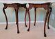 Beautiful Pair Of Chippendale-style Walnut Or Mahogany Ornate Side End Tables