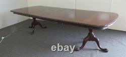Best Carved Solid Mahogany Chippendale Georgian Double Pedestal Dining Table