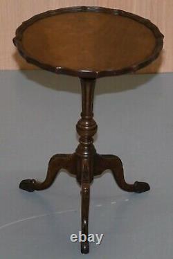Bevan Funnell Claw & Ball Vintage Mahogany Tripod Lamp Side Table Ornate Carved