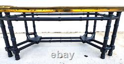 Brass Tray Coffee Table Bamboo Glass Chippendale Asian Regency