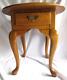 Broyhill Round Oval Queen Anne End Table Oak Wood Chippendale Guc