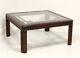 Century Claridge Solid Mahogany Chippendale Glass Top Square Coffee Table