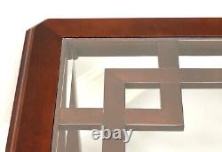 CENTURY Claridge Solid Mahogany Chippendale Glass Top Square Coffee Table