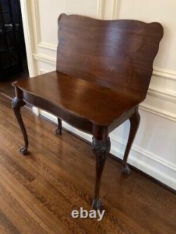 CHIPPENDALE STYLE CARD TABLE c 1920 MAHOGANY extendable and flip top