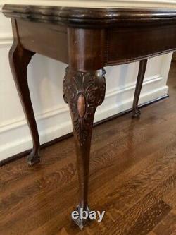 CHIPPENDALE STYLE CARD TABLE c 1920 MAHOGANY extendable and flip top