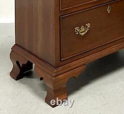 CRAFTIQUE Solid Mahogany Chippendale Style Three-Drawer Nightstands Pair