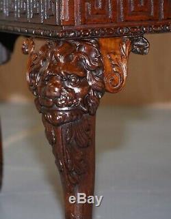 Carved Georgian Irish Lion Head & Hairy Paw Feet Ornate Table Flamed Mahogany