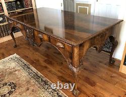Carved Walnut Chippendale Style Library Table/ Desk Custom Made