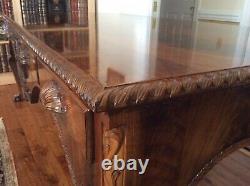 Carved Walnut Chippendale Style Library Table/ Desk Custom Made