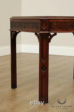 Century Chippendale Style Mahogany & Burl Wood Side Table
