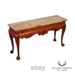 Century Furniture Chippendale Style Marble Top Mahogany Console