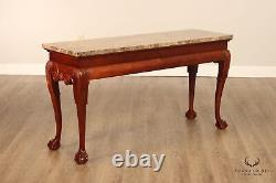 Century Furniture Chippendale Style Marble Top Mahogany Console
