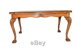 Charming Vintage French Chippendale Dining Table with Leaves, Value Priced, Oak