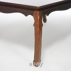 Chinese Chippendale Burl & Mahogany Dining Table 20th C