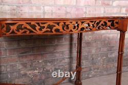 Chinese Chippendale Carved Mahogany Faux Bamboo Tea Table by Beacon Hill