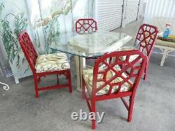 Chinese Chippendale Dining Set, Octagonal Dining Table And 4 Trellis Chairs