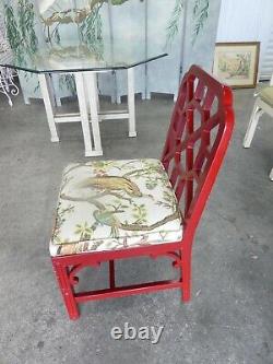 Chinese Chippendale Dining Set, Octagonal Dining Table And 4 Trellis Chairs