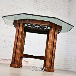 Chinese Chippendale Drexel Heritage Octagon Center or Dining Table withGlass Top