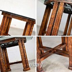 Chinese Chippendale Drexel Heritage Octagon Center or Dining Table withGlass Top