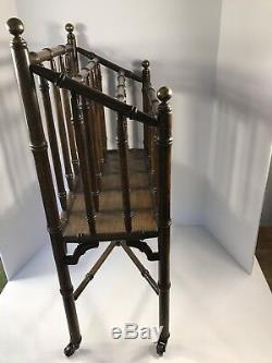 Chinese Chippendale Faux Bamboo Canterbury Magazine Stand Rack