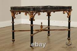 Chinese Chippendale Style Mahogany, Black & Partial Gilt Coffee Table