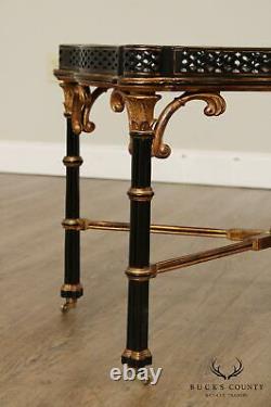 Chinese Chippendale Style Mahogany, Black & Partial Gilt Coffee Table