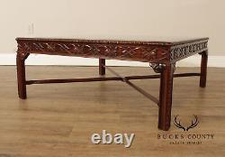 Chinese Chippendale Style Square Glass Top Coffee Table