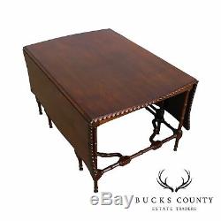 Chinese Chippendale Vintage Faux Bamboo Gateleg Drop Leaf Mahogany Coffee Table