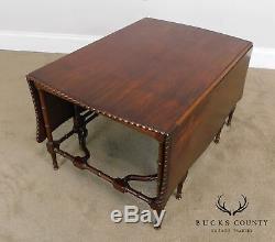 Chinese Chippendale Vintage Faux Bamboo Gateleg Drop Leaf Mahogany Coffee Table