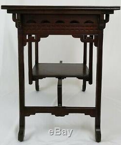Chinese Chippendale library table carved walnut desk hall Asian vintage antique