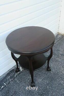 Chippendale 1900s Mahogany Ball and Claw Feet Round Side Center Table 2453