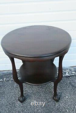 Chippendale 1900s Mahogany Ball and Claw Feet Round Side Center Table 2453