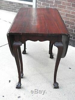 Chippendale Antique American colonial ball & claw 6 foot Double drop leaf Table