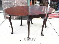 Chippendale Antique American colonial ball & claw 6 foot Double drop leaf Table