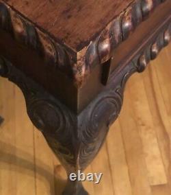 Chippendale Antique Wood Writing Desk 2 Drawer Console Table Beautiful