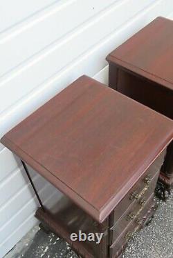 Chippendale Ball and Claw Feet Mahogany Pair of Nightstands End Tables 2409