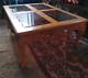 Chippendale Birdseye Maple Coffee Table With Smoked Beveled Glass Inserts
