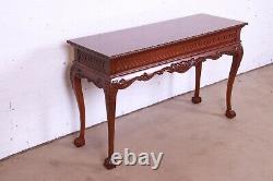 Chippendale Carved Flame Mahogany Console or Sofa Table, Newly Refinished