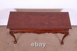 Chippendale Carved Flame Mahogany Console or Sofa Table, Newly Refinished