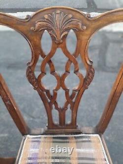 Chippendale Carved Mahogany Dining Chair Pair