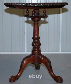 Chippendale Claw & Ball Feet 18th Century Style Tripod Tilt Top Table Birdcage