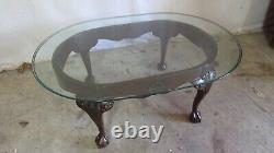 Chippendale Claw Foot Coffee Table Mahogany Glass