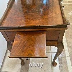 Chippendale Coffee Table with large locking silver server drawer, key, pull outs