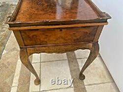 Chippendale Coffee Table with large locking silver server drawer, key, pull outs