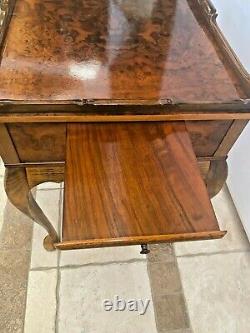 Chippendale Coffee Table with large locking silver server drawer, key, pull outs