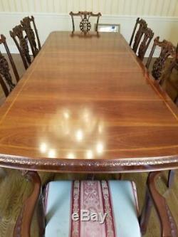 Chippendale Dining Room Set Table and 10 Chairs