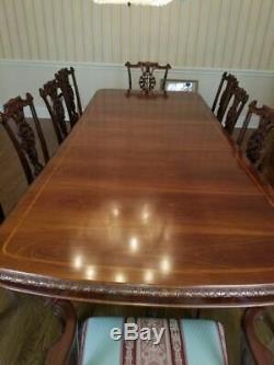 Chippendale Dining Room Set Table and 10 Chairs