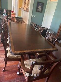 Chippendale Dining Room Table and Chairs Early 20th Century