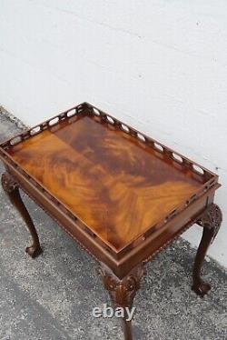 Chippendale Early 1900s Mahogany Carved Ball And Claw Feet Server Console 3411